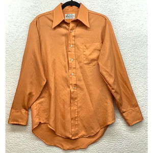 Kmart Shirt Mens Medium Orange Vintage Permanant Press Button Down Retro Classic